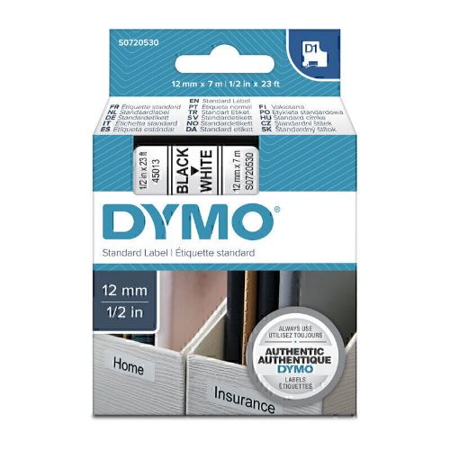 Picture of D1 Black on Wht 12mmx7m Tape