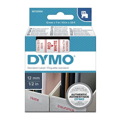 Picture of D1 Red on Wht 12mmx7m Tape