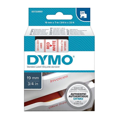 Picture of D1 Red on Wht 19mmx7m Tape
