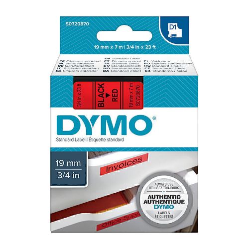 Picture of D1 Black on Red 19mmx7m Tape