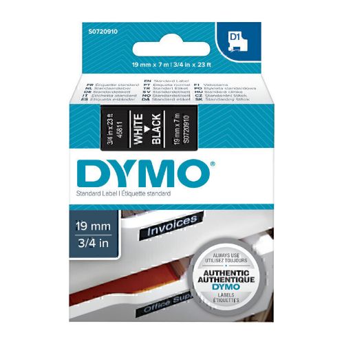 Picture of D1 Wht on Black 19mmx7m Tape