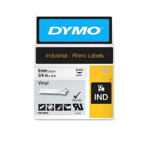 Picture of DymoRhino Black on Wht 9mm Tape